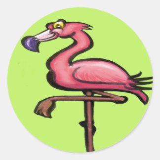 Pegatina Redonda Flamingo