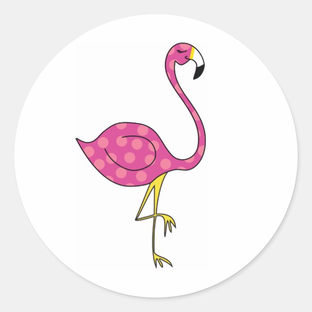 Pegatina Redonda flamingo (Anverso)