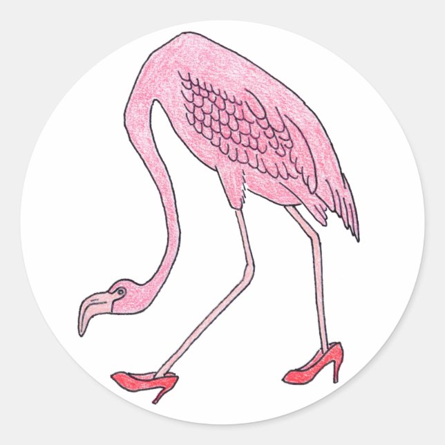Pegatina Redonda flamingo (Anverso)