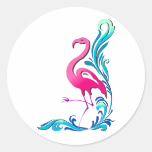 Pegatina Redonda Flamingo 1