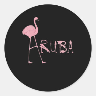 Pegatina Redonda Flamingo Aruba