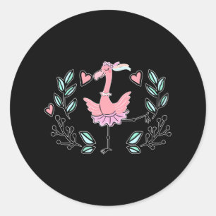 Pegatina Redonda Flamingo Ballet Instructor Ballerina Ballet