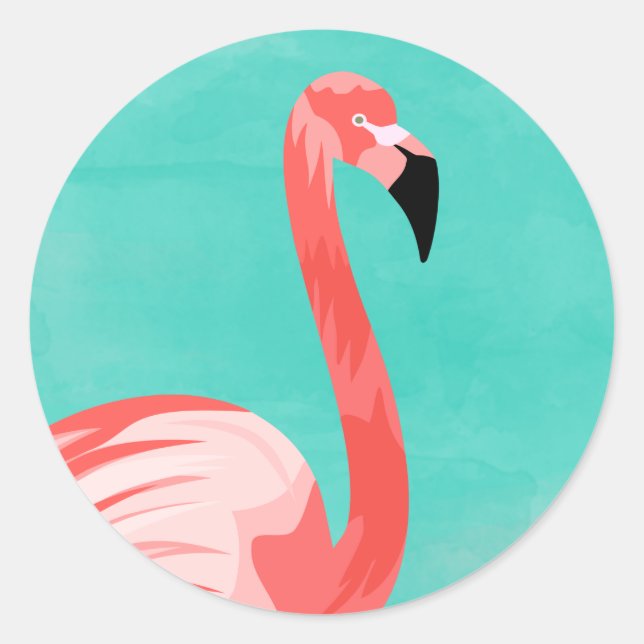 Pegatina Redonda Flamingo Bird (Anverso)