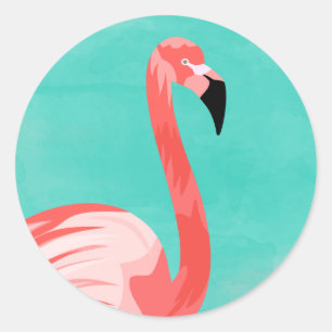 Pegatina Redonda Flamingo Bird