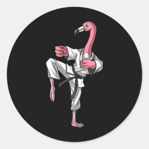 Pegatina Redonda Flamingo Bird Karate Ninja Kickboxing Taekwondo Ma