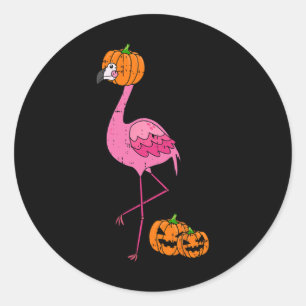 Pegatina Redonda Flamingo Cabeza De Calabaza Costume Ave Fácil Hall