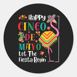 Pegatina Redonda Flamingo Cinco De Mayo Fiesta Mexicana Para Hombre