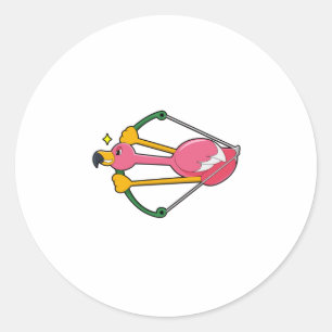 Pegatina Redonda Flamingo como flecha con arco