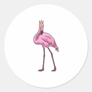 Pegatina Redonda Flamingo con corona