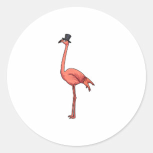 Pegatina Redonda Flamingo con Gorra