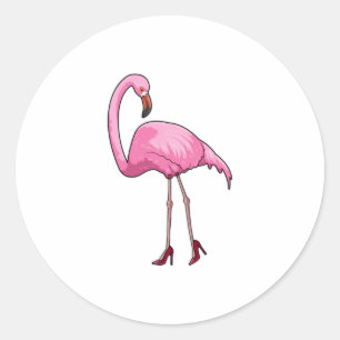 Pegatina Redonda Flamingo con tacones altos