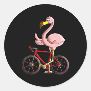 Pegatina Redonda Flamingo en bicicleta Guay Bikers Funny Bike