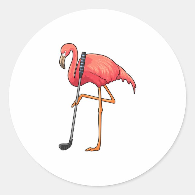 Pegatina Redonda Flamingo en el club de golf (Anverso)
