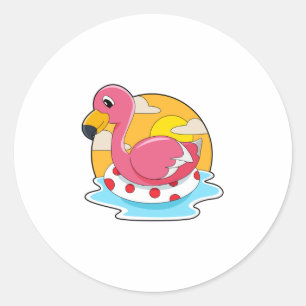 Pegatina Redonda Flamingo en Natación con Vida