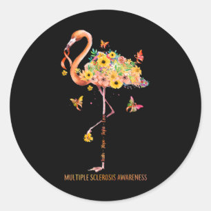 Pegatina Redonda Flamingo Faith Hope Fight Cure La Esclerosis Múlti