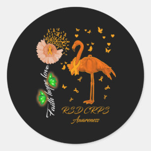 Pegatina Redonda Flamingo Faith Hope Love Rsd Crps Conciencia