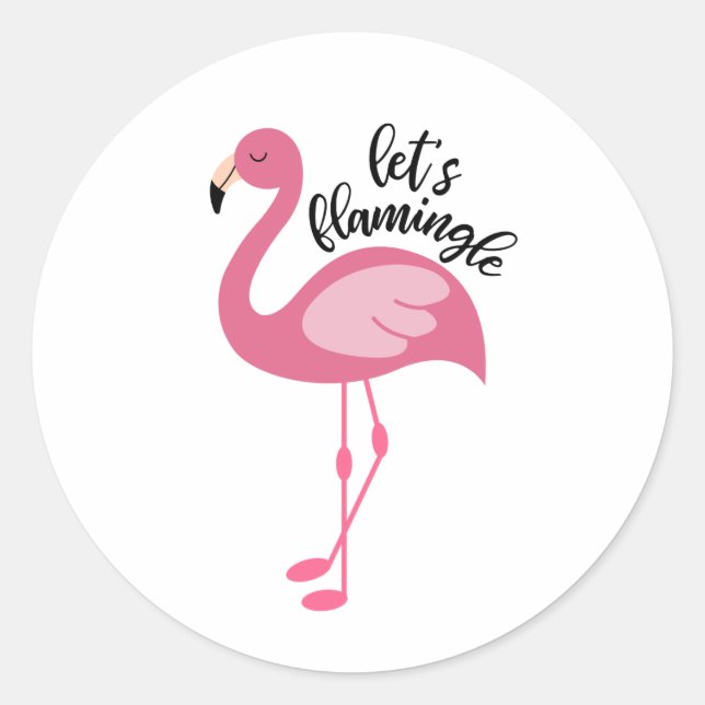 Pegatina Redonda Flamingo, Flamingle (Anverso)
