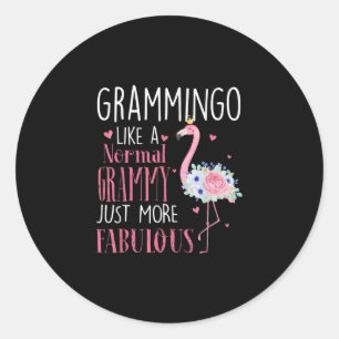 Pegatina Redonda Flamingo Grammingo Como Un Regalo Grammy Normal Gr