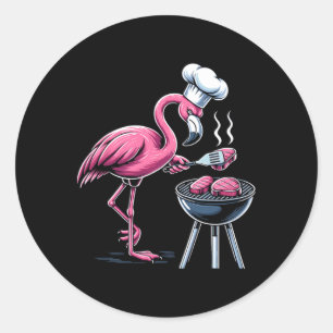Pegatina Redonda Flamingo Grill Grill Rbecue Bbq Para Hombres Mujer