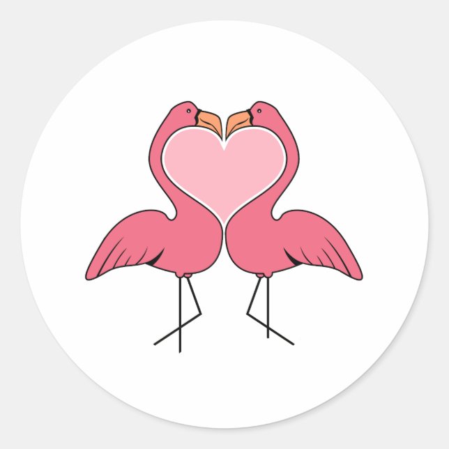Pegatina Redonda Flamingo Love (Anverso)