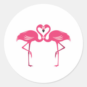 Pegatina Redonda Flamingo Love