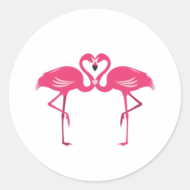 Pegatina Redonda Flamingo Love (Anverso)
