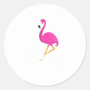 Pegatina Redonda Flamingo montando una bicicleta Guay Bikers Funny