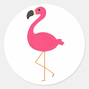 Pegatina Redonda Flamingo rosa