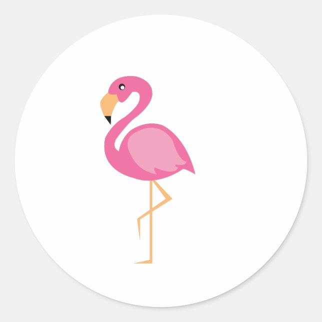 Pegatina Redonda Flamingo rosa (Anverso)