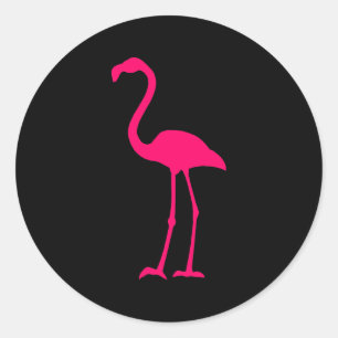 Pegatina Redonda Flamingo rosa brillante