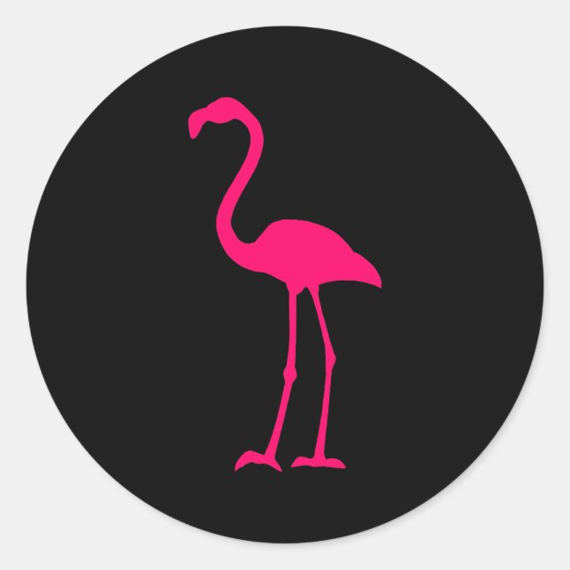 Pegatina Redonda Flamingo rosa brillante (Anverso)