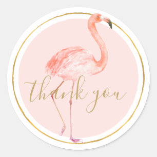 Pegatina Redonda Flamingo Rosa Gracias