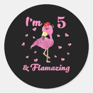 Pegatina Redonda Flamingo, tengo 5 años y me llama la atención - ci