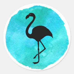 Pegatina Redonda Flamingo Verde azulado