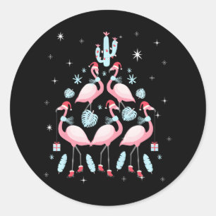 Pegatina Redonda Flamingos Flamingo