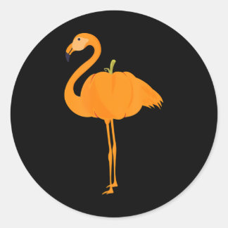 Pegatina Redonda Flamingoween Funny Flamingo Pumpkin Halloween