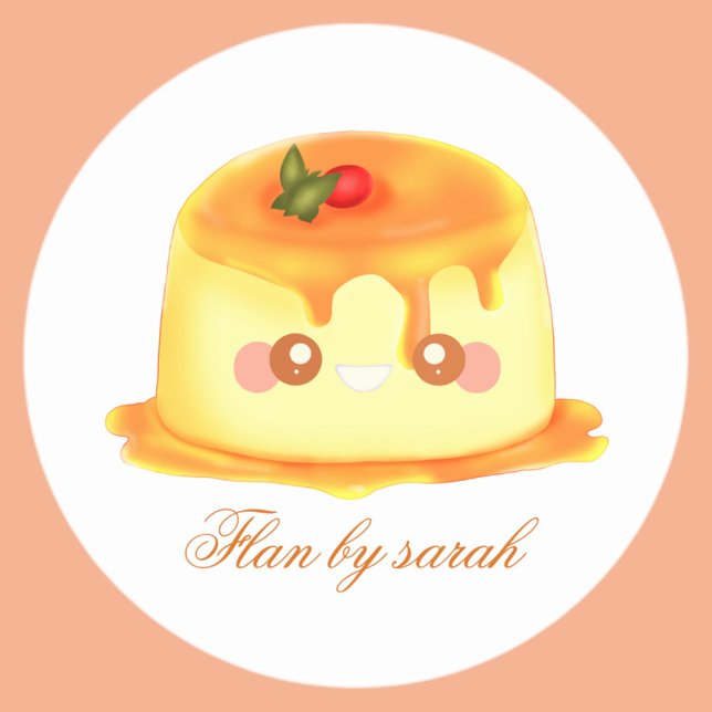 Pegatina Redonda Flan Española De Caramelo Suave Y Cremosa (Subido por el creador)