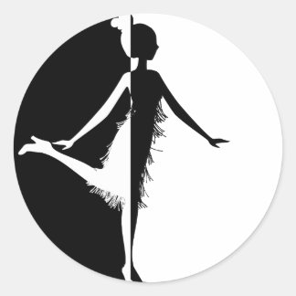 Pegatina Redonda Flapper Silhouette
