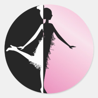 Pegatina Redonda Flapper Silhouette