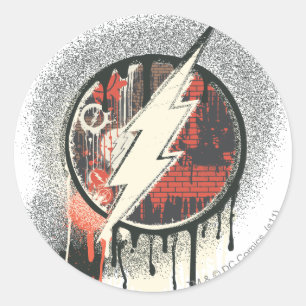Pegatina Redonda Flash - Símbolo de inocencia torcida
