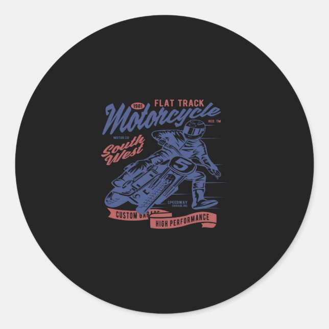 Pegatina Redonda flat track  motorcycle (Anverso)
