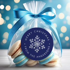 Pegatina Redonda Flauta de nieve azul