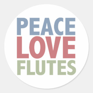 Pegatina Redonda Flautas del amor de la paz