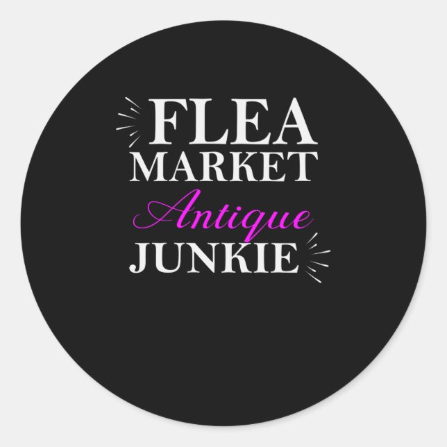 Pegatina Redonda Flea Market Antiguo Junkie (Anverso)