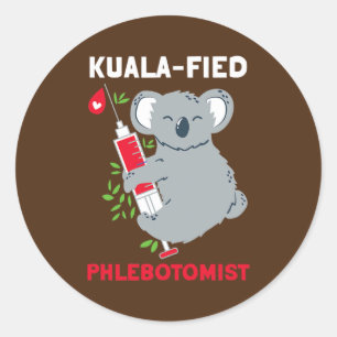 Pegatina Redonda Flebotomía Kualafied Koala Animales