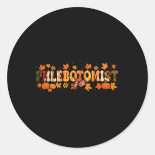 Pegatina Redonda Flebotomist Job Thankding Fall deja calabazas