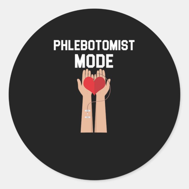 Pegatina Redonda Flebotomist Mode Blood Phlebotomy Syringe Gift (Anverso)