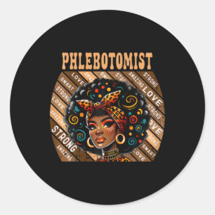 Pegatina Redonda Flebotomista Afro Mes De Historia Negra Para Mujer