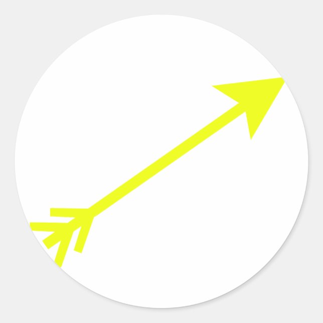 Pegatina Redonda Flecha Amarillo 35deg Los regalos de Zazzle del MU (Anverso)