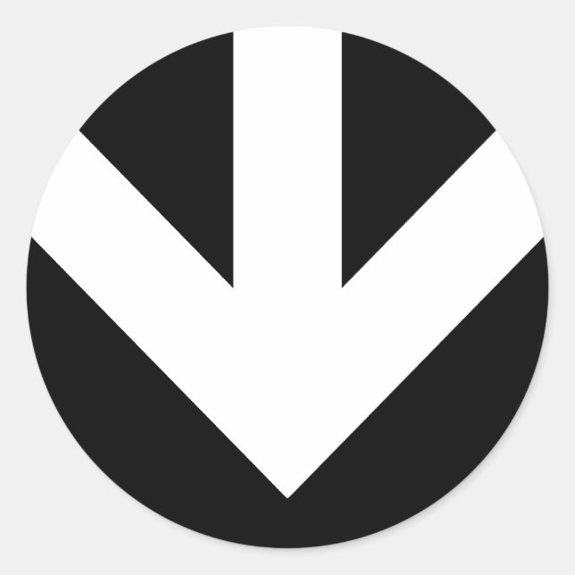 Pegatina Redonda flecha hacia abajo. personalizable de color. (Anverso)